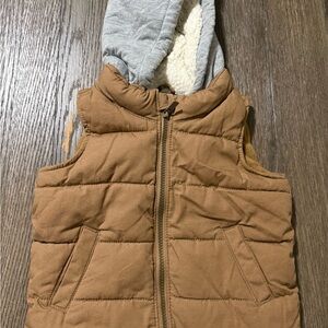 Old Navy Tan and Gray Kids Hooded Vest